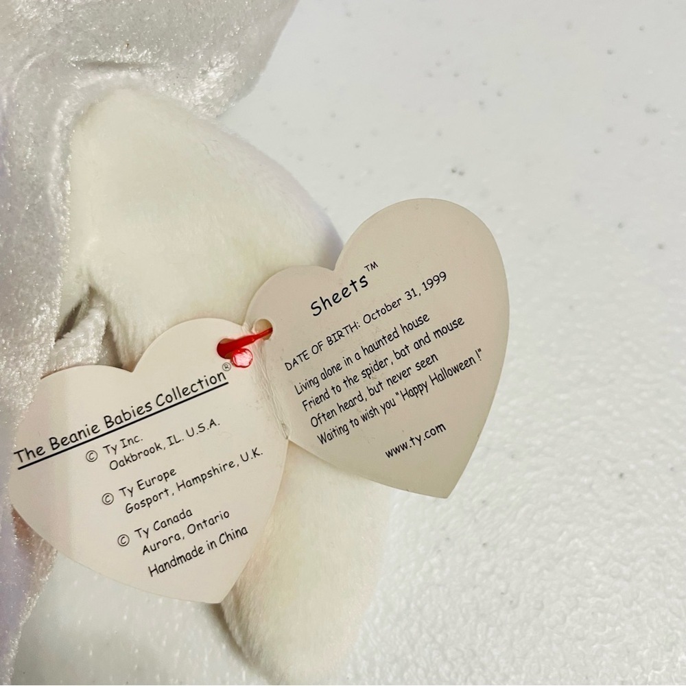 TY Beanie Babies “Sheets” Ghost 1999 Halloween Plush – Retired MWMT - Picture 12 of 14